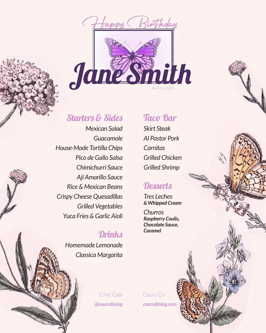 Catering menu sample