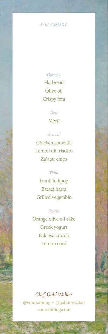 Fine dining menu sample